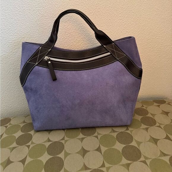 Victoria's Secret Purple Suede brown trim bag - Picture 1 of 9